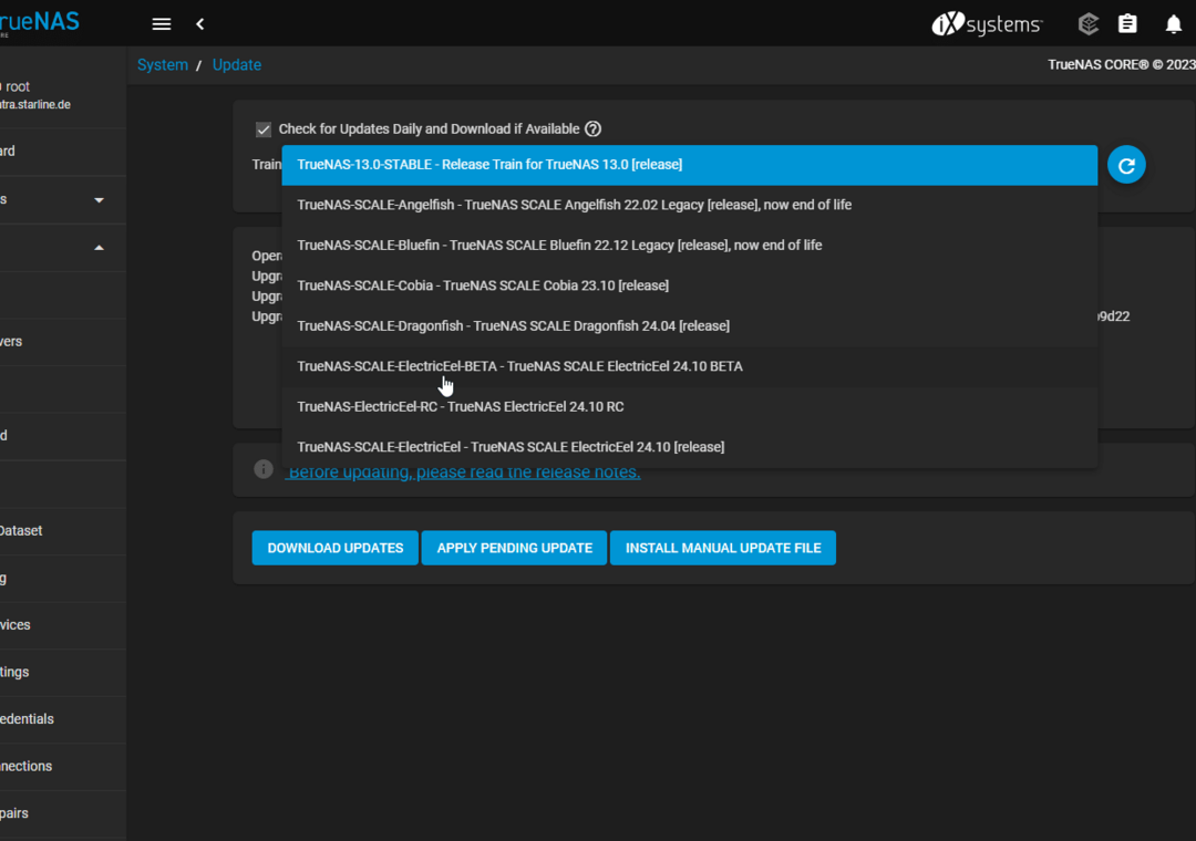 TrueNAS Screen Update Scale