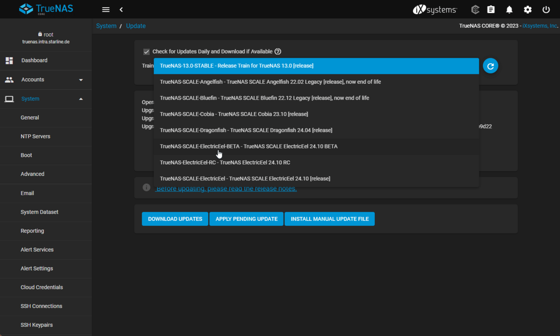 TrueNAS Screen Update Scale