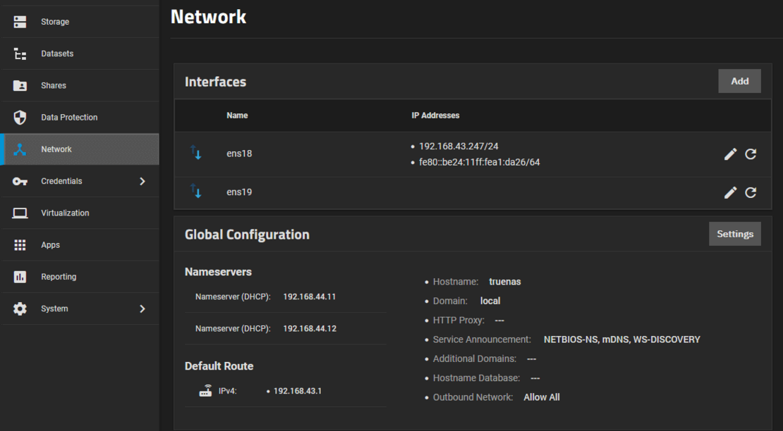 24TrueNAS Scale Installation Network