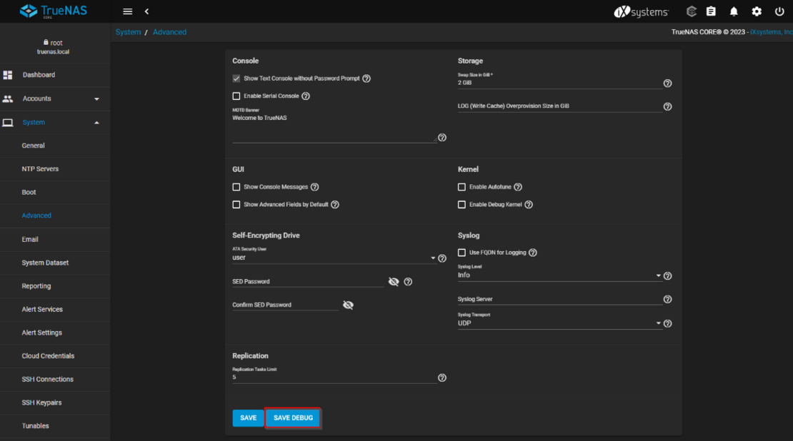 Logs unter TrueNAS sichern2 Logs unter TrueNAS sichern2