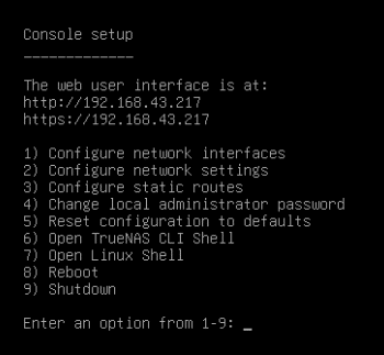 8TrueNAS Scale Installation Shell after boot