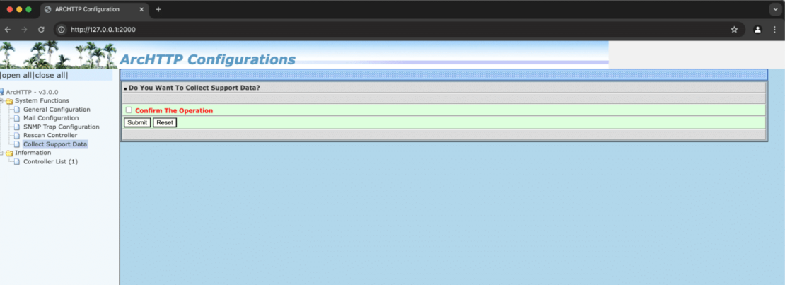 ARC ArcHttp Collect Support Data