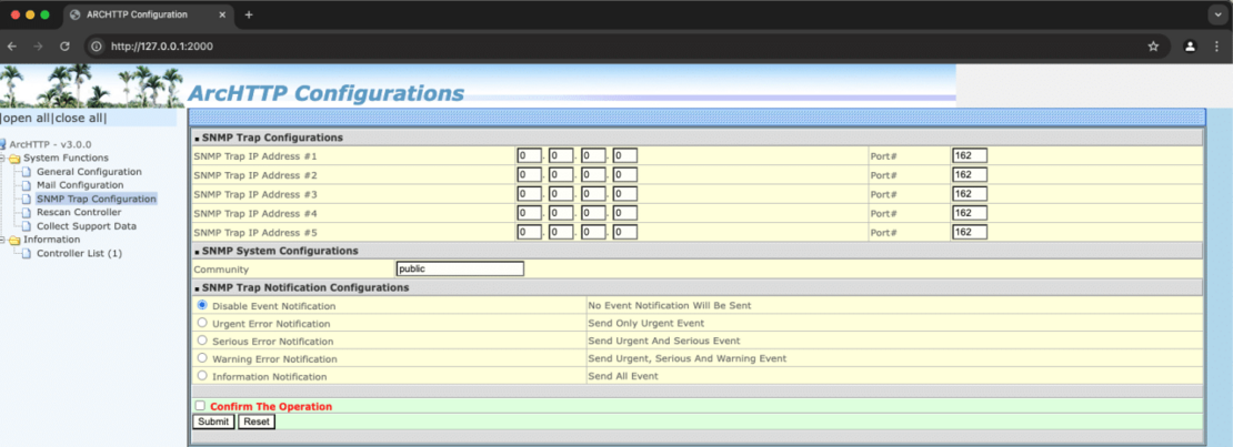 ARC ArcHttp SNMP